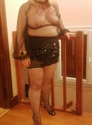 Mature slut Julia with sheer blouse