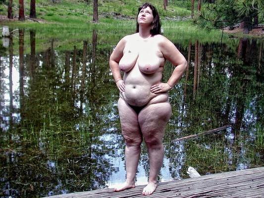 Fat milf as a fores and water nymph