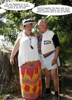 Huguette, Raymond et Bélinda (legenda em francês)