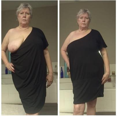 Vovó Rose vestida e sem roupa